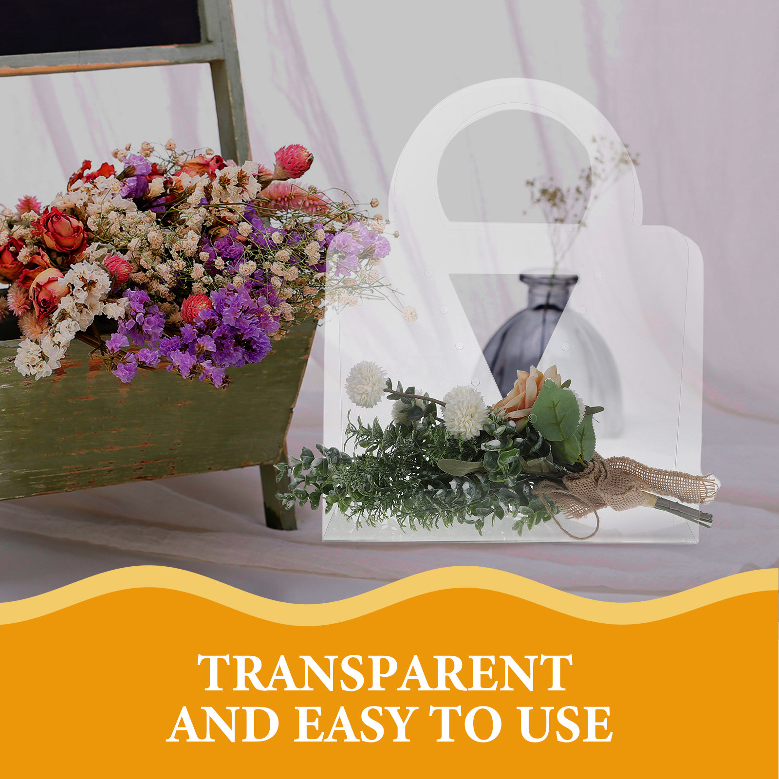 4Pcs Tas Hadiah Transparan den - Florist Supply Shop ulasan dan harga
